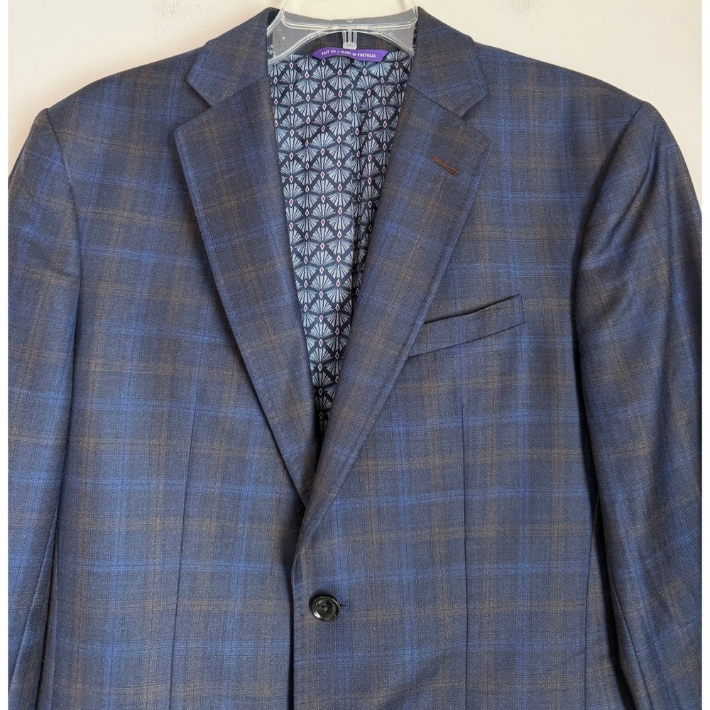 Ted Baker London Endurance Jay SPJ 38R Wool Blue Plaid Blazer Sport Coat Jacket